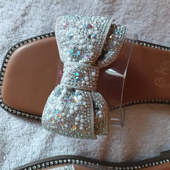 Veryg Women's Beaded Bow Slip On Sandals Size 8 1/2 NEW - Picture 3 of 5